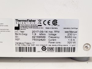 Thumbnail image of Thermo Fisher Scientific Fresco 21 Microcentrifuge w/ 75003424 Rotor 14800RPM