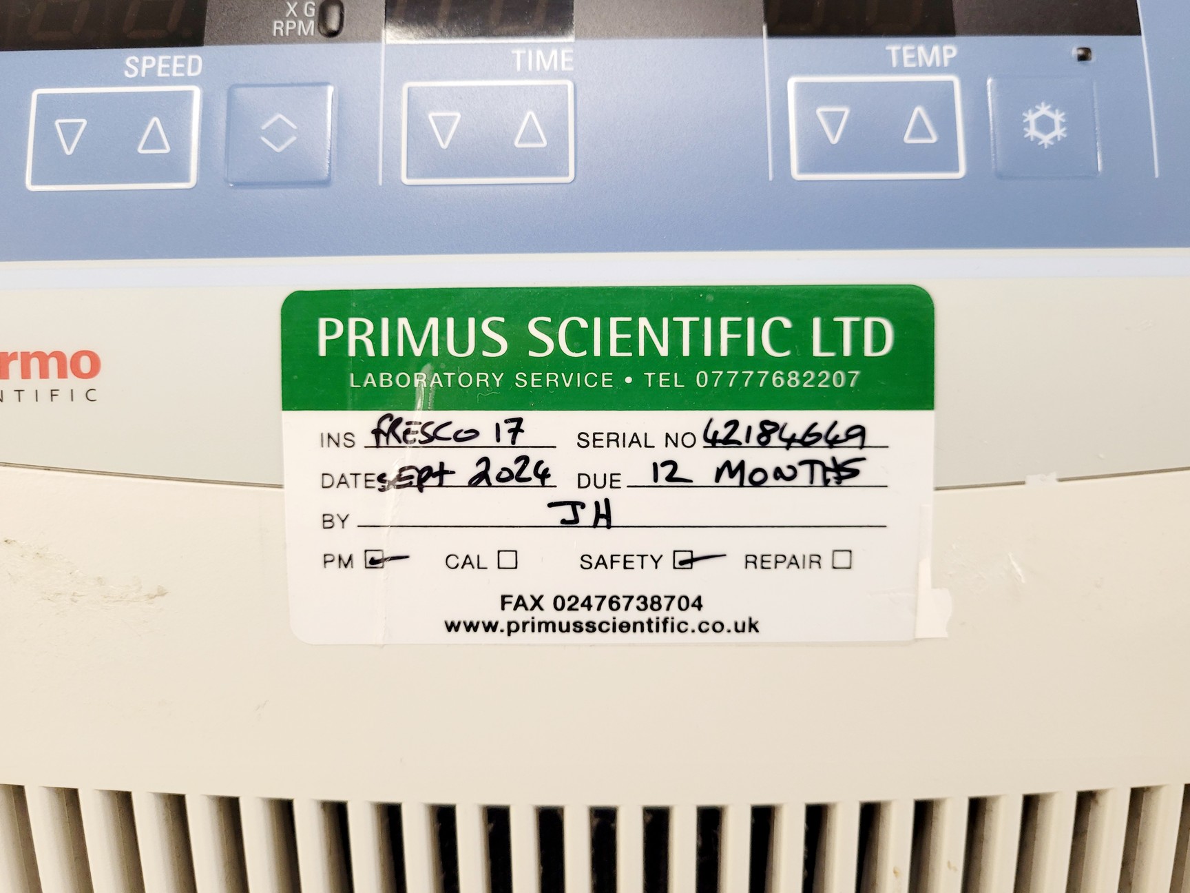 Image of Thermo Fisher Scientific Fresco 21 Microcentrifuge w/ 75003424 Rotor 14800RPM