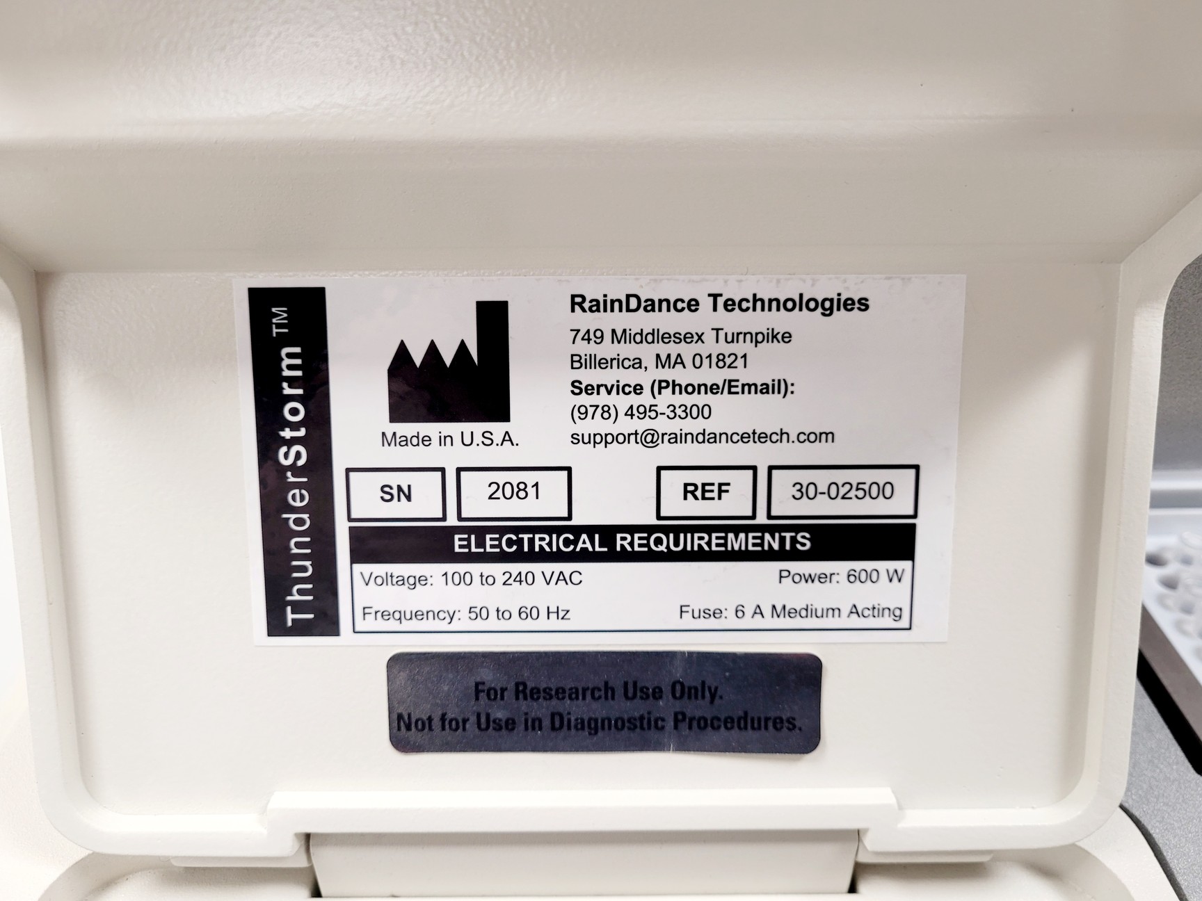 Image of RainDance Technologies ThunderStorm Sequencing System NGS Lab