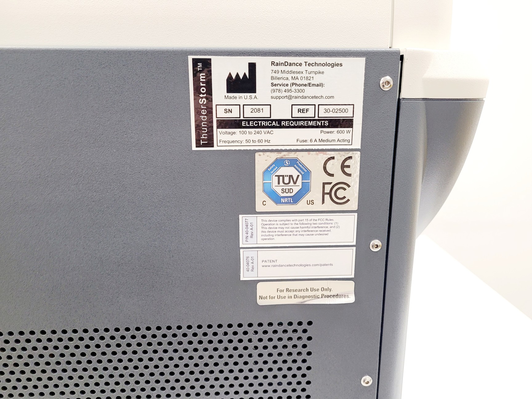Image of RainDance Technologies ThunderStorm Sequencing System NGS Lab