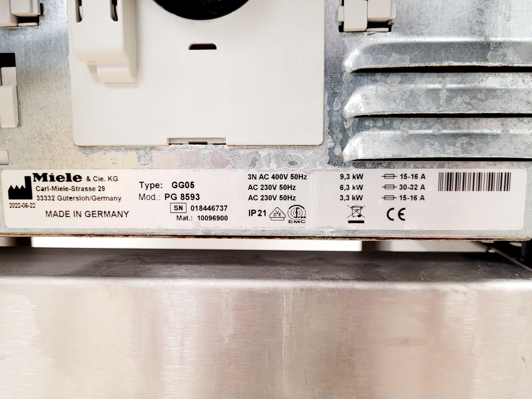Image of Miele Professional Lab Washer Type GG05 Model PG 8593 Lab