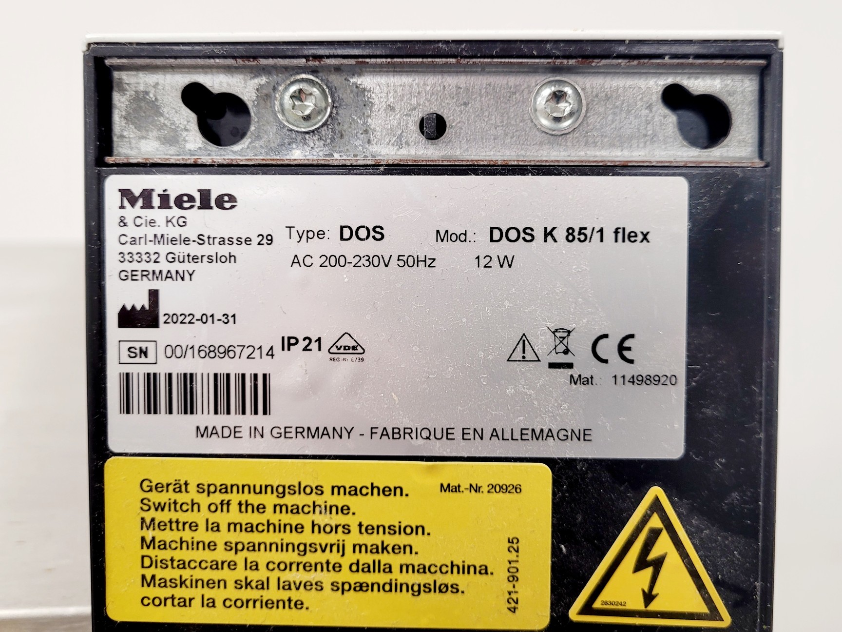 Image of Miele Professional Lab Washer Type GG05 Model PG 8593 Lab