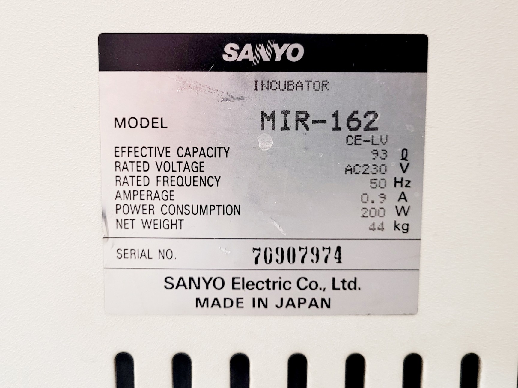 Image of Sanyo MIR-162 Lab Incubator 