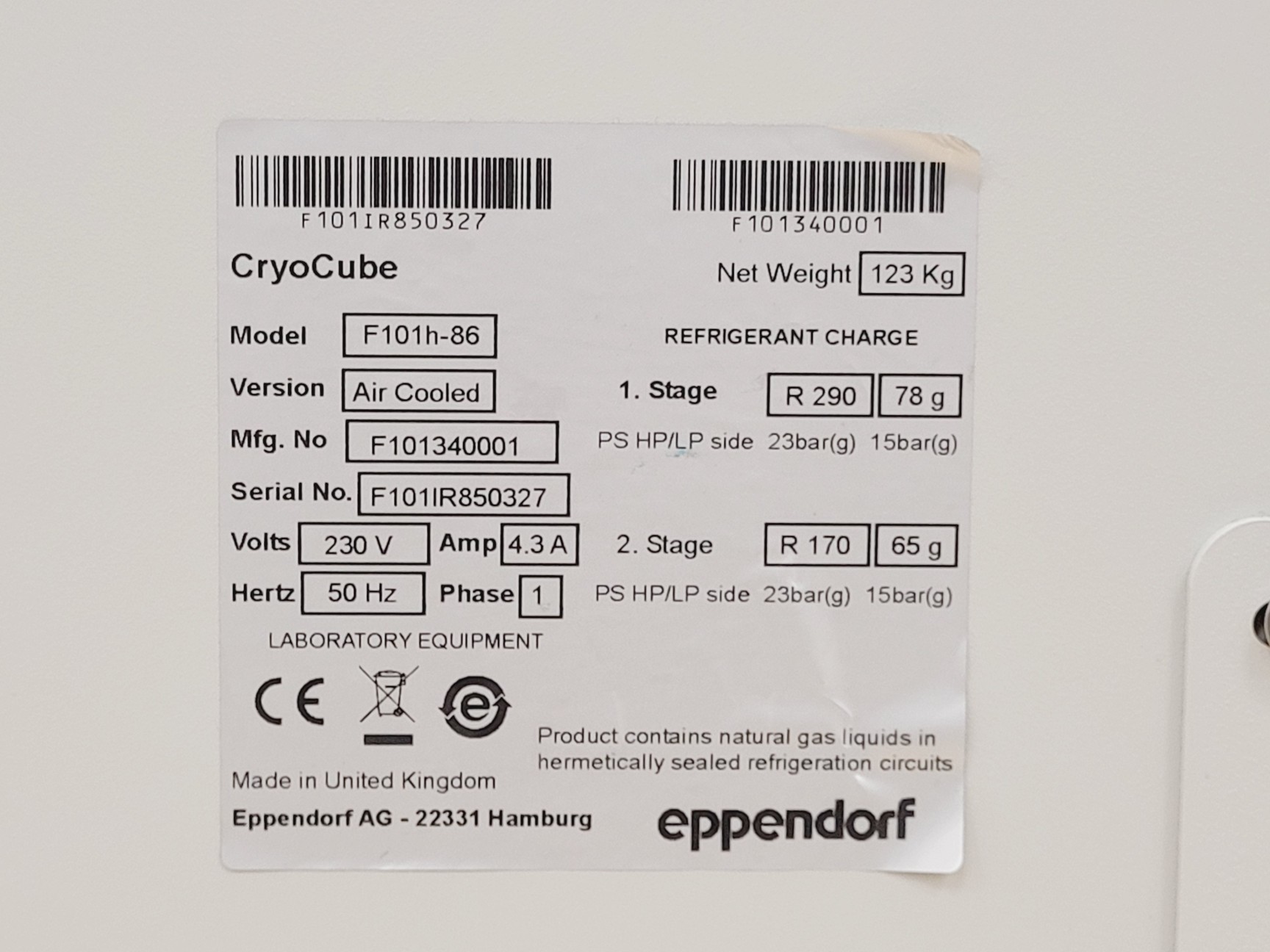 Image of Eppendorf CryoCube F101h-86 Ultra Low Temperature Freezer