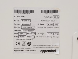 Thumbnail image of Eppendorf CryoCube F101h-86 Ultra Low Temperature Freezer