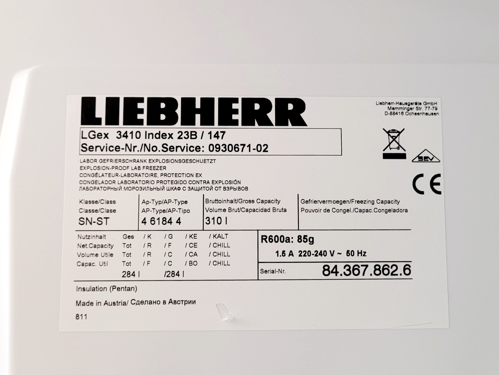 Image of Liebherr MediLine LGex 3410 Freezer Lab