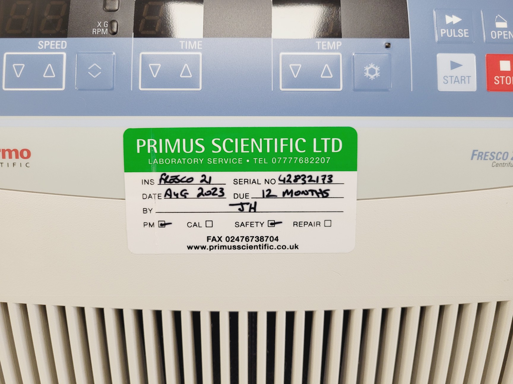 Image of Thermo Scientific Fresco 21 Centrifuge w/ 75003410 Rotor 14800 RPM