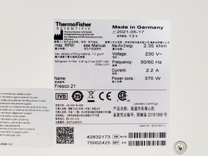 Thumbnail image of Thermo Scientific Fresco 21 Centrifuge w/ 75003410 Rotor 14800 RPM