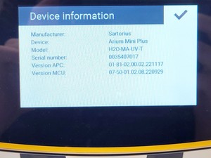 Thumbnail image of Sartorius Arium Mini H20-MA-UV-T Water Purifier Lab