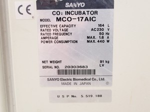 Thumbnail image of Sanyo CO2 Incubator Model MCO-17AIC Lab
