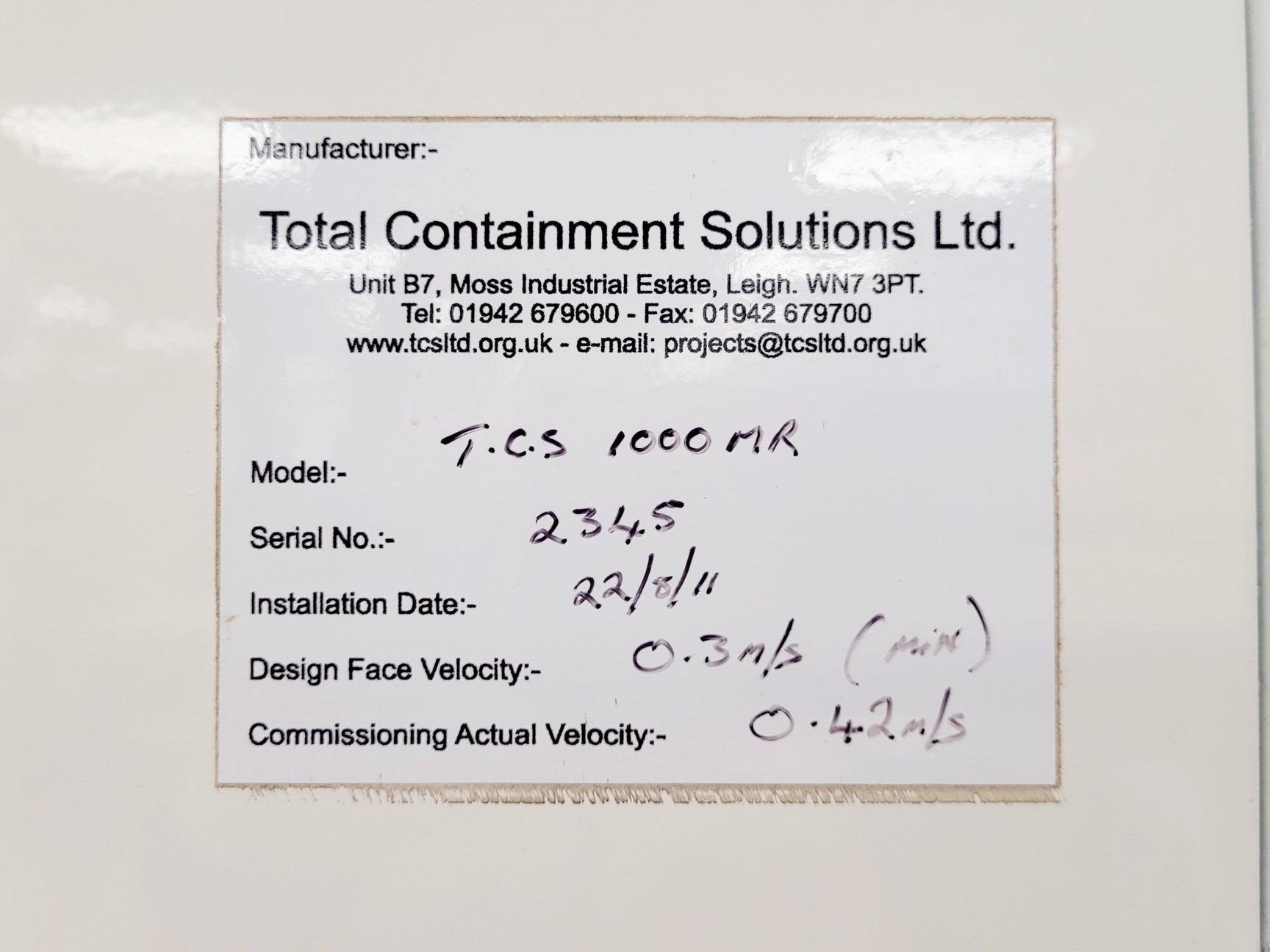 Image of Total Contaminant Solutions T.C.S 1000MR Ductless Fume Cupboard Lab