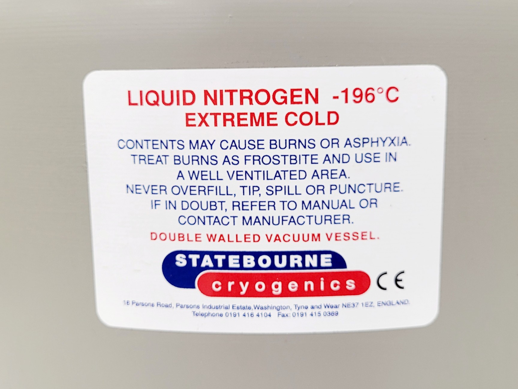 Image of Statebourne Bio 12 Liquid Nitrogen Dewar 12L