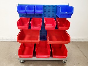 Thumbnail image of Trollied Storage Rack Steel Louvre Panel w/ 19 Containers 