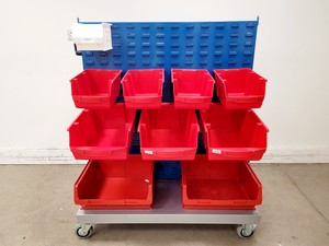 Thumbnail image of Trollied Storage Rack Steel Louvre Panel w/ 19 Containers 
