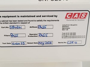 Thumbnail image of CAS BioMAT 2 1800 Class II Microbiological Safety Cabinet Lab