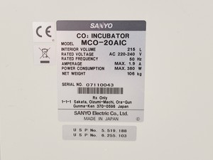 Thumbnail image of Sanyo MCO-20AIC CO2 Incubator Lab