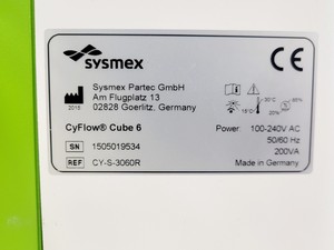 Thumbnail image of Sysmex CyFlow Cube 6 Benchtop Flow Cytometer w/ Accessories