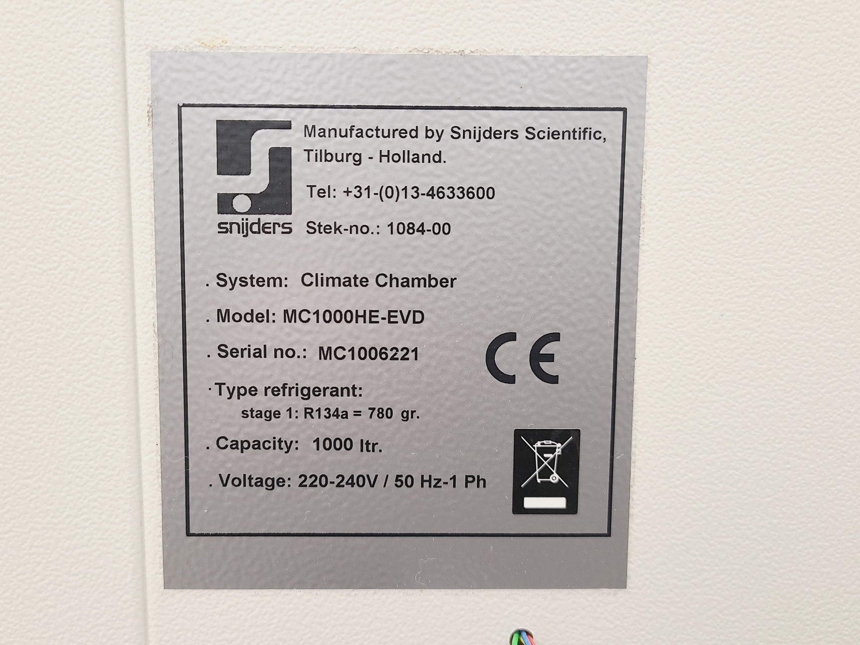 Image of Snijders Scientific Model MC1000VHOE-EVD Plant Growth Cabinet
