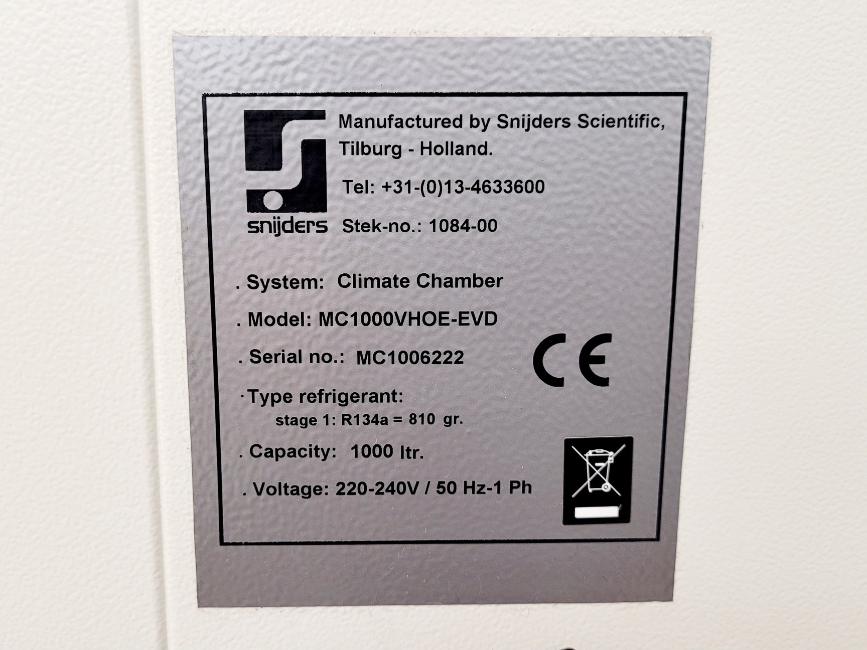 Image of Snijders Scientific Model MC1000VHOE-EVD Plant Growth Cabinet