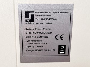 Thumbnail image of Snijders Scientific Model MC1000VHOE-EVD Plant Growth Cabinet
