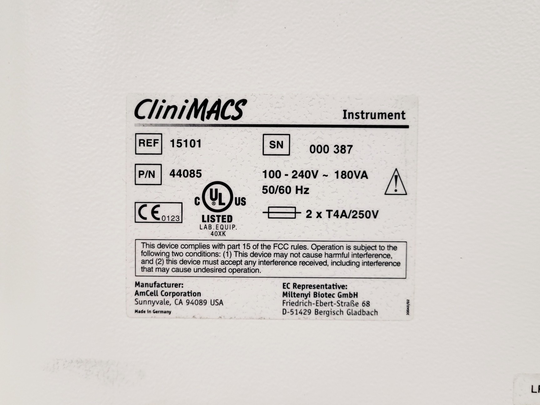 Image of Miltenyi Biotec CliniMACS Plus 15101 Cell Separation System Lab