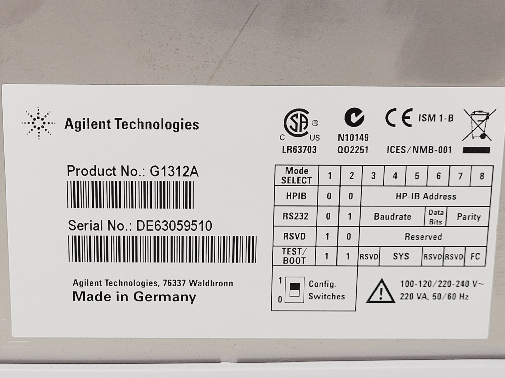 Image of Agilent Series 1200 HPLC System (G1329A, G1316A, G1315D, G1322A, G1312A)