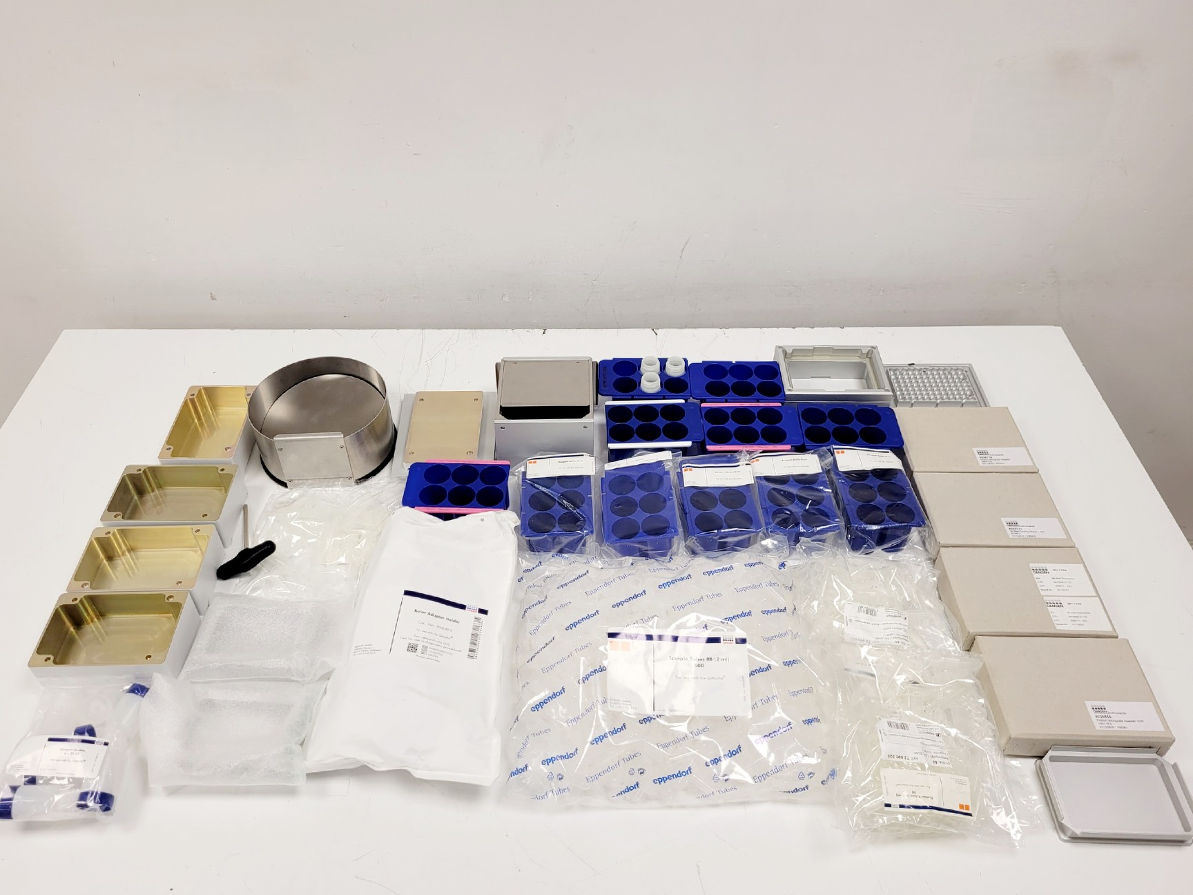 Image of Qiagen QiaCube w/ Various Accessories - Rotor Adapters, Reagent Racks & Bottles