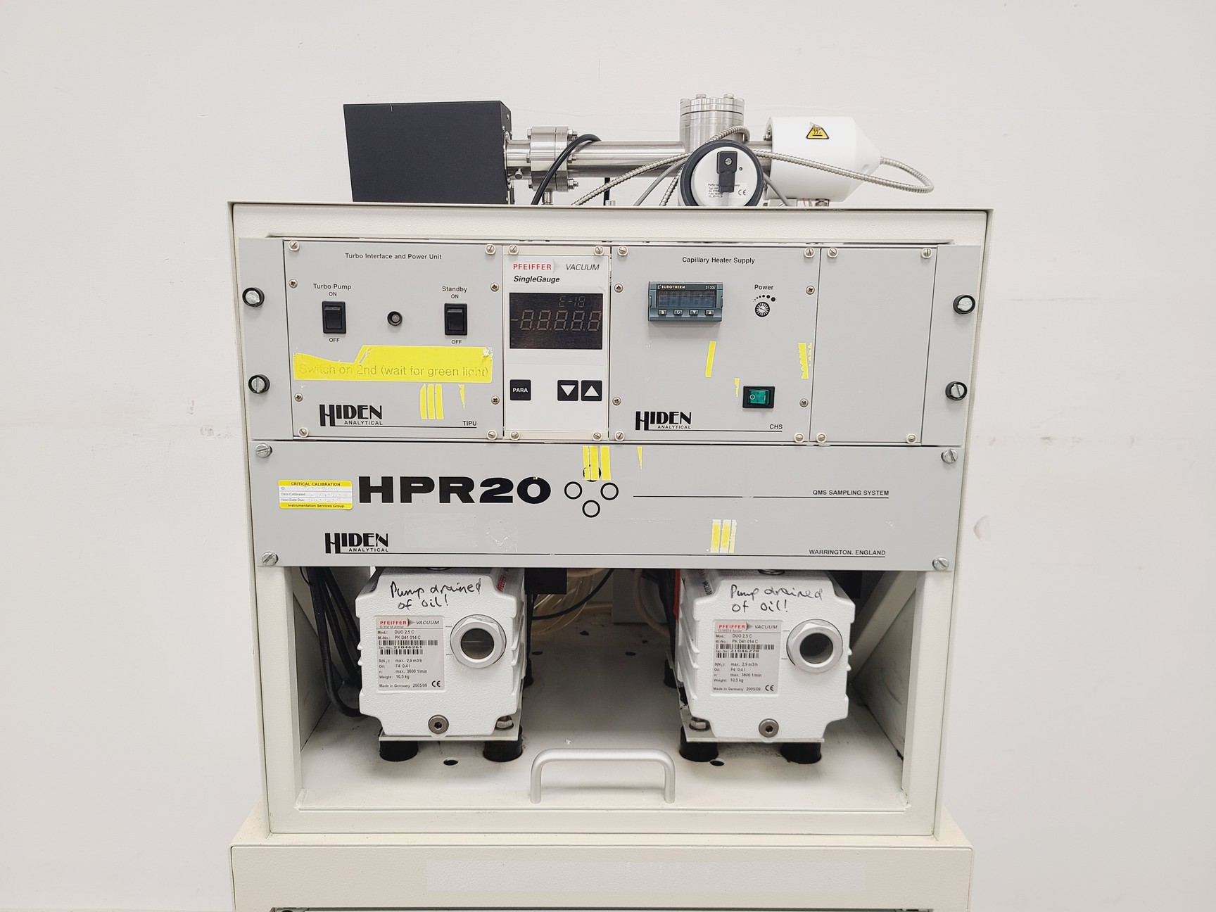 Image of Hiden Analytical HPR20 QMS Sampling System w/ HAL IV RC Interface & Gas Panel