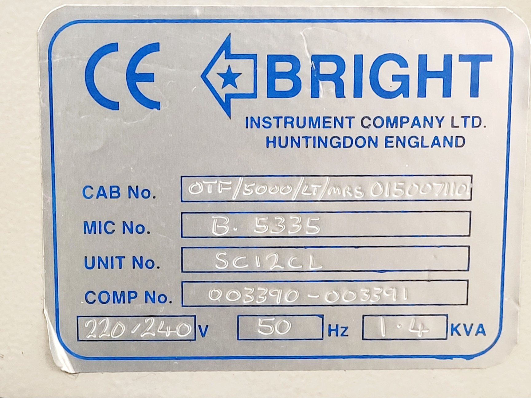 Image of Bright Model OTF5000 Cryostat