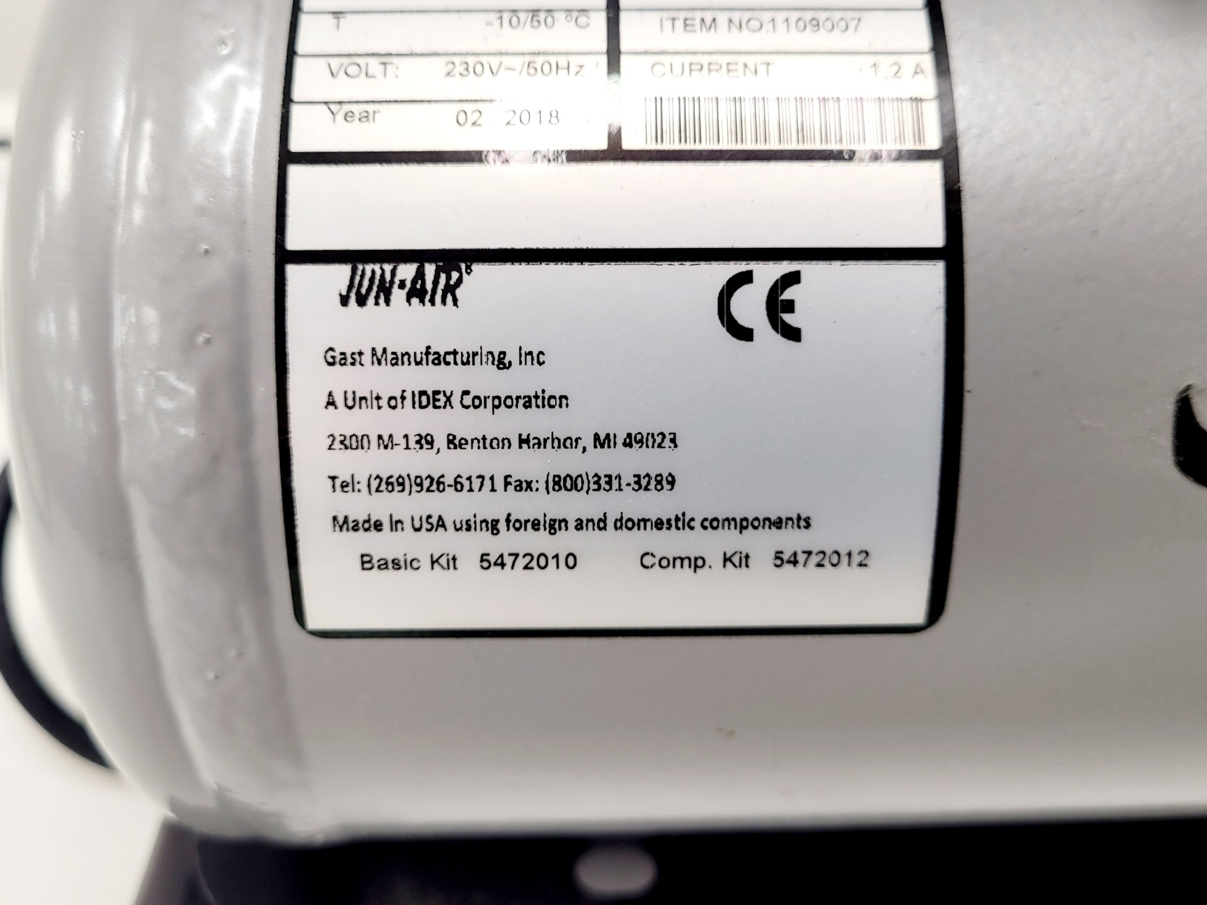 Image of TMC Anti-Vibration Table Model No. 63-530 with Jun-Air Model 3 Compressor/Pump
