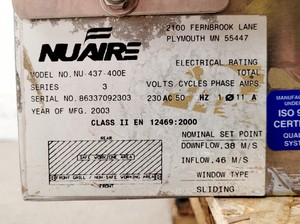 Thumbnail image of Nuaire NU-437-400E Ductless Class II Safety Cabinet Lab