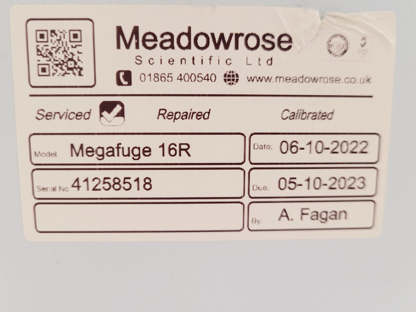 Image of ThermoFisher Scientific Heraeus Megafuge 16R Benchtop Centrifuge