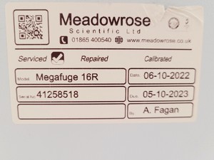 Thumbnail image of ThermoFisher Scientific Heraeus Megafuge 16R Benchtop Centrifuge