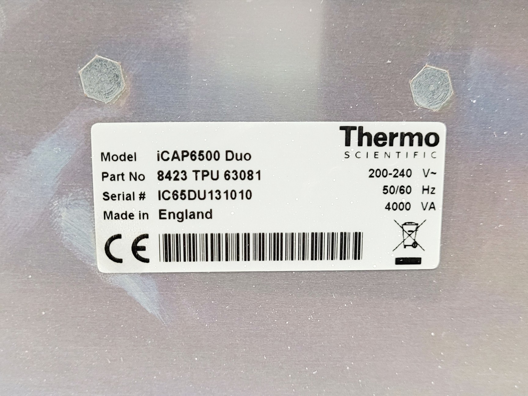 Image of Thermo iCAP6500 DUO Spectrometer W/ ThermoFlex900 Chiller, ASX-520 and PC System