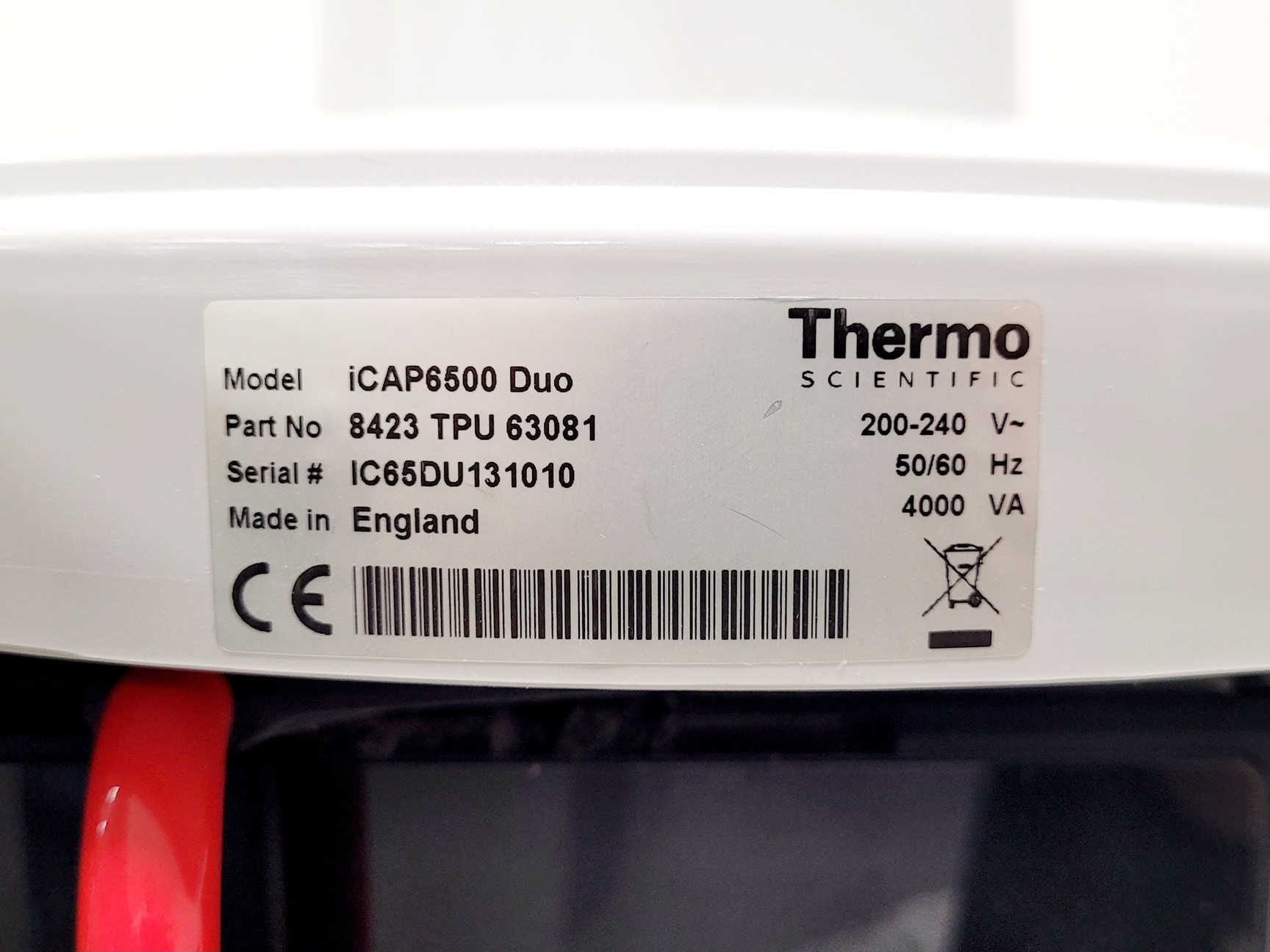 Image of Thermo iCAP6500 DUO Spectrometer W/ ThermoFlex900 Chiller, ASX-520 and PC System