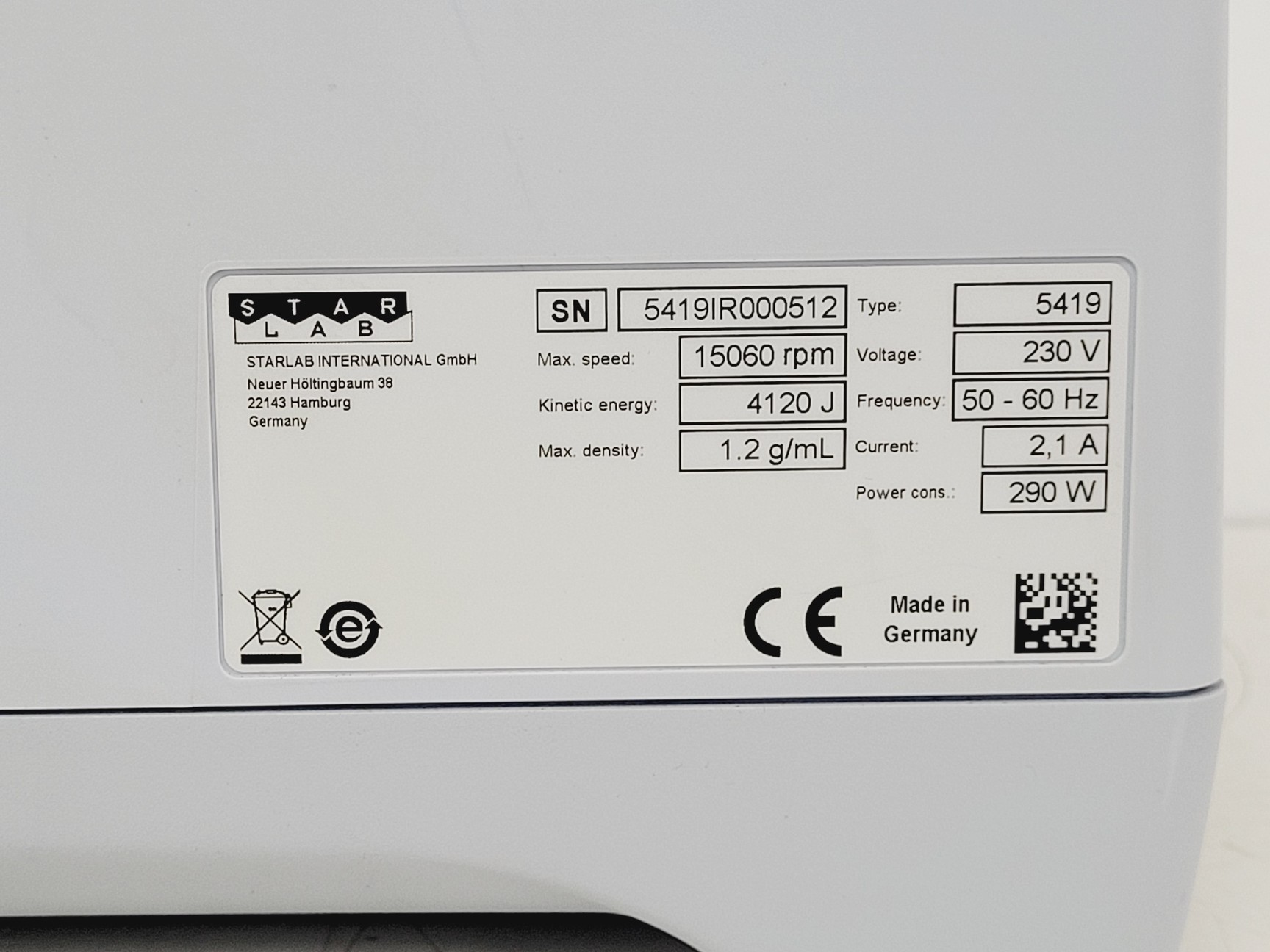 Image of Starlab Microcentrifuge 24 w/ Standard 24 AT Rotor 15060RPM 