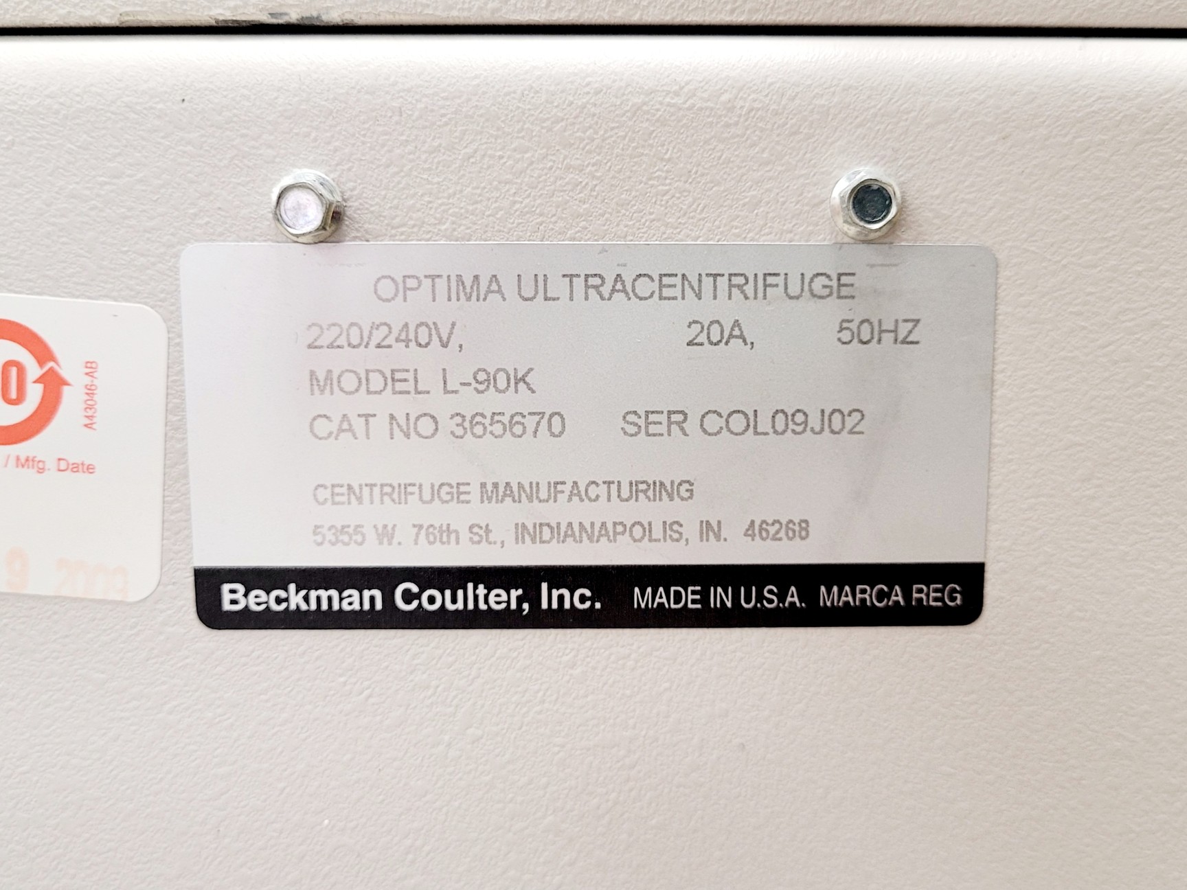 Image of Beckman Coulter Optima L-90K Ultracentrifuge