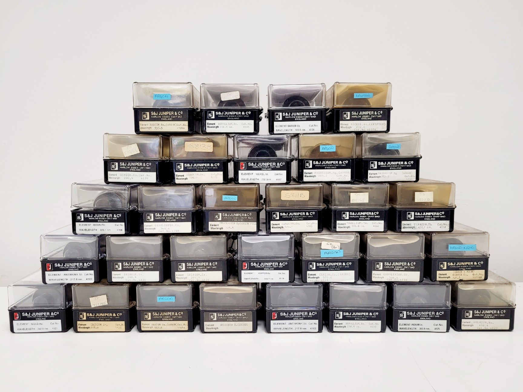 Image of Job Lot of 30x S&J Juniper & Co Hollow Cathode Lamps - Various Elements