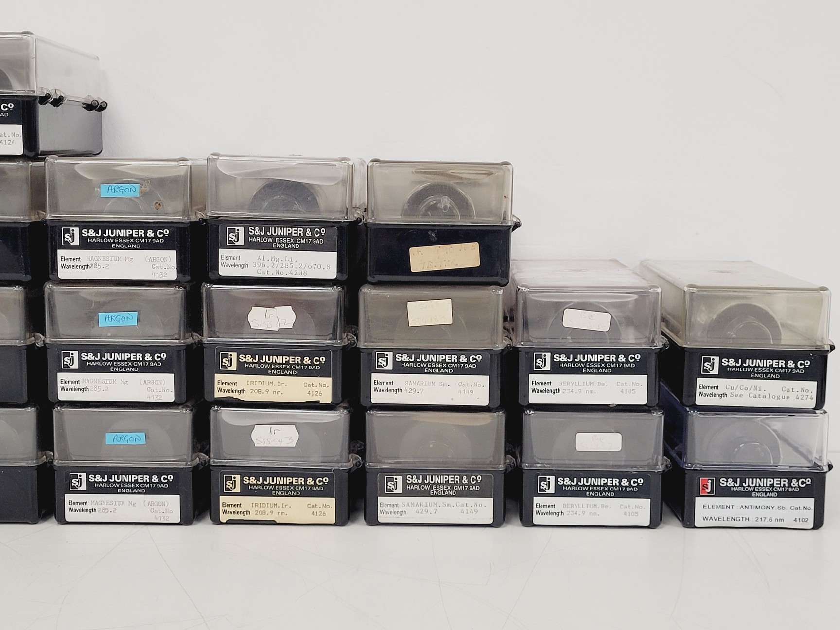 Image of Job Lot of 30x S&J Juniper & Co Hollow Cathode Lamps - Various Elements