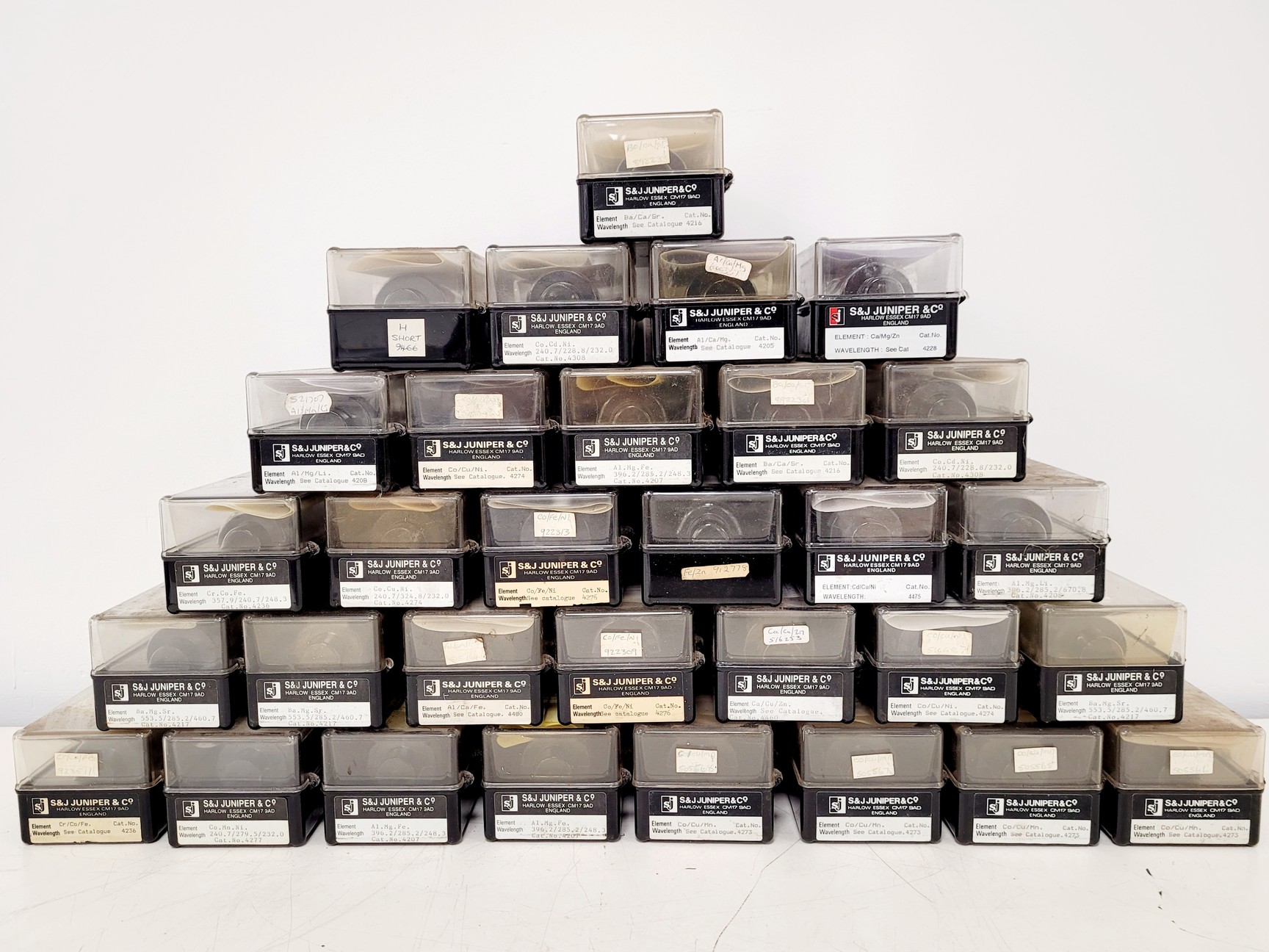 Image of Job Lot of 30x S&J Juniper & Co Hollow Cathode Lamps - Various Elements