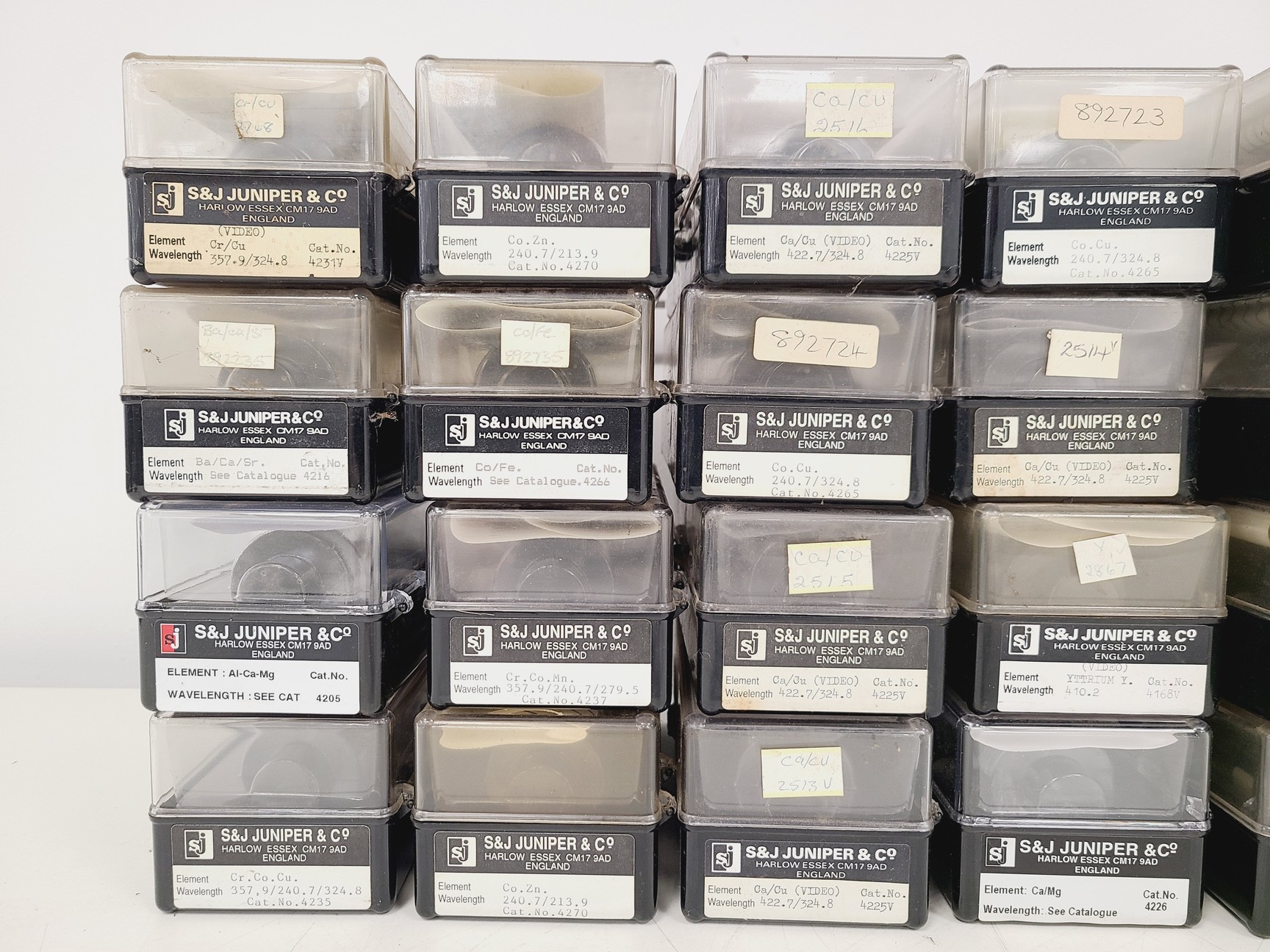 Image of Job Lot of 40 x S&J Juniper & Co Hollow Cathode Lamps - Various Elements