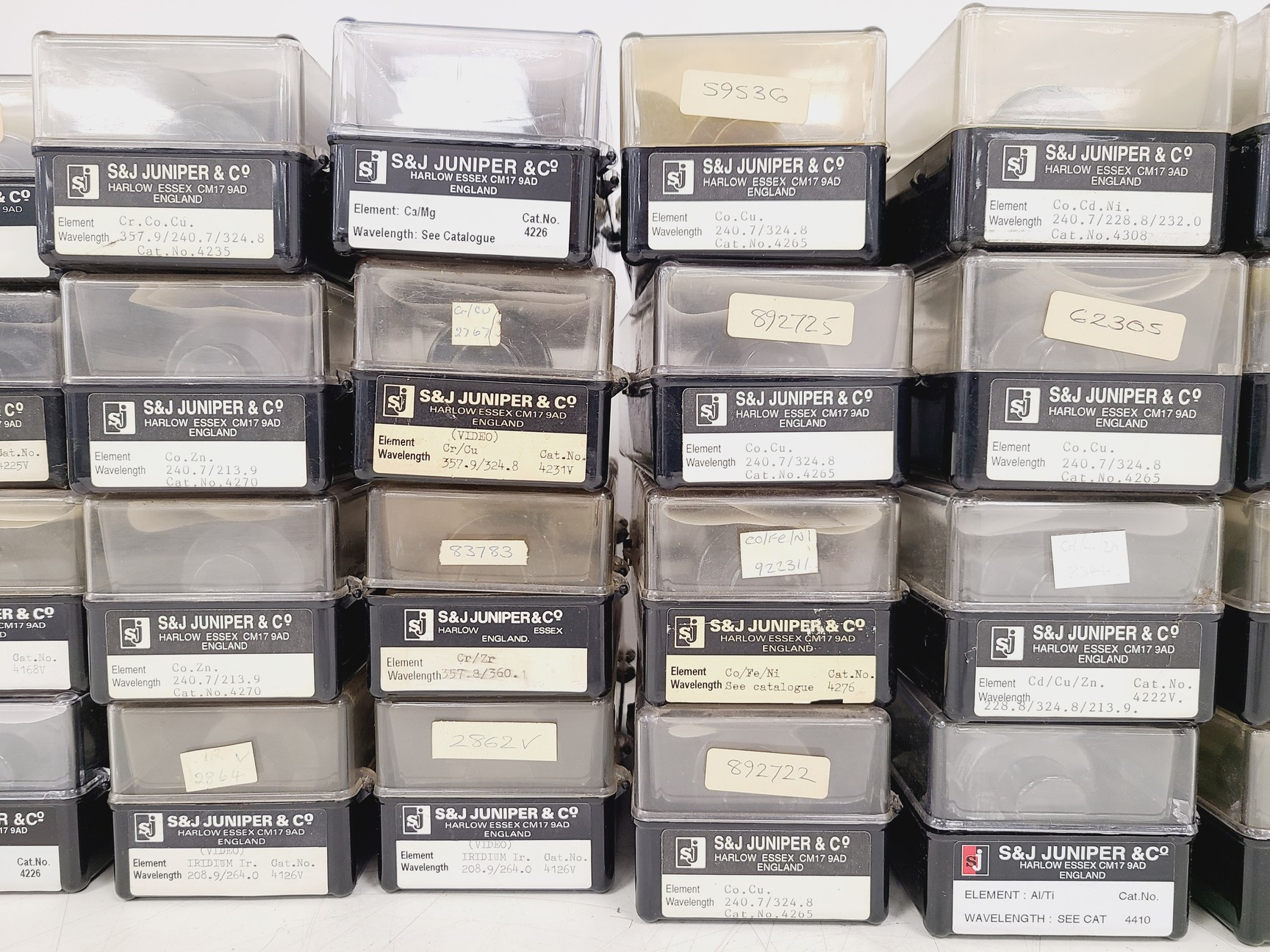 Image of Job Lot of 40 x S&J Juniper & Co Hollow Cathode Lamps - Various Elements