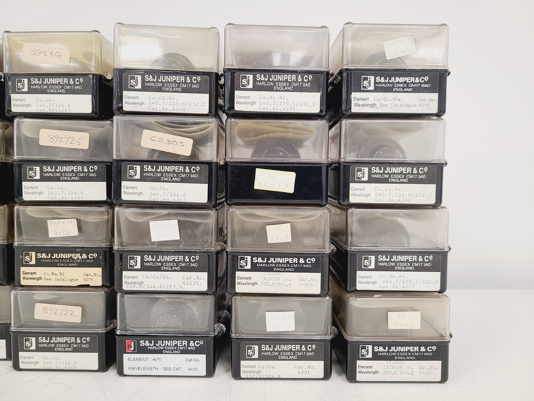 Image of Job Lot of 40 x S&J Juniper & Co Hollow Cathode Lamps - Various Elements