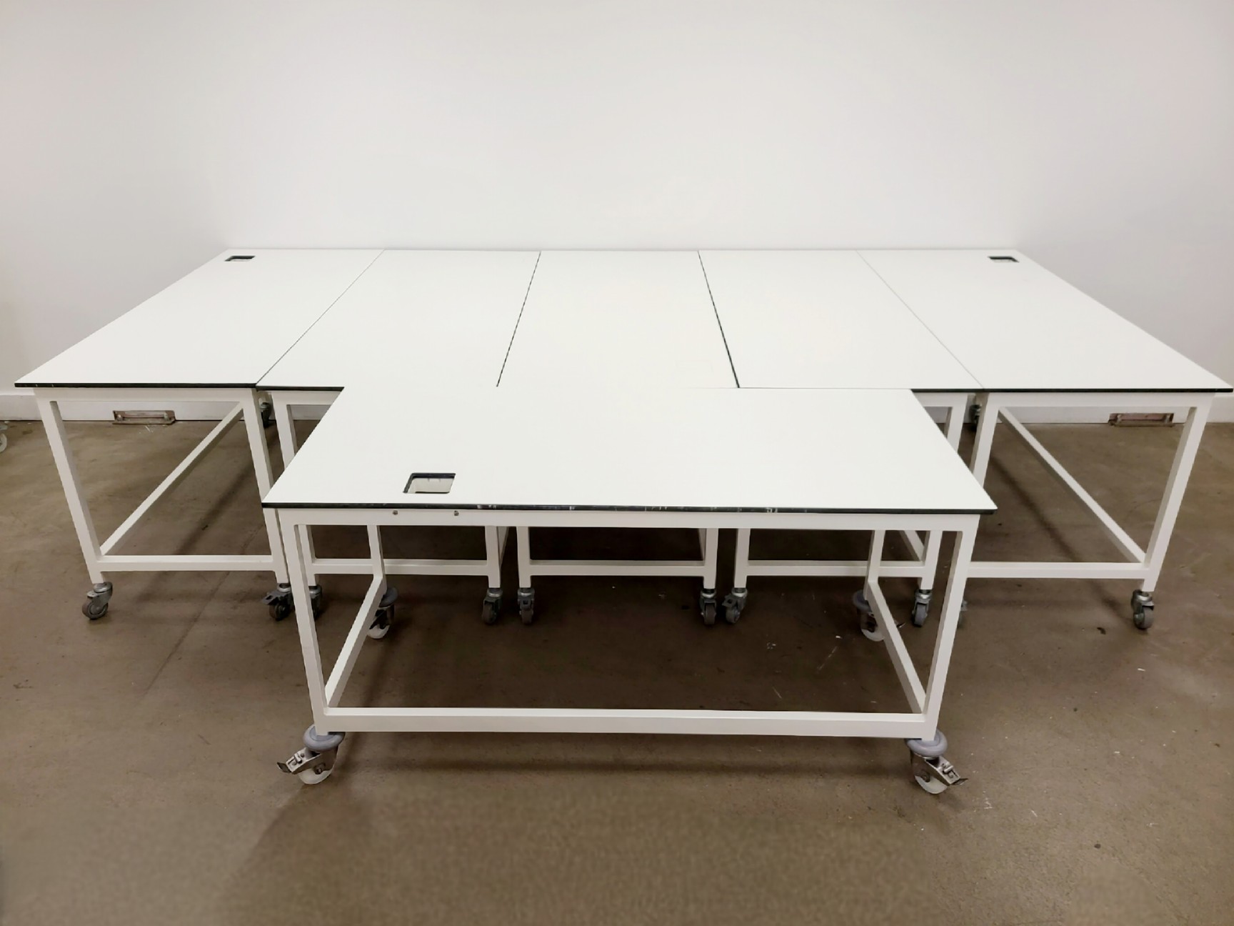 Image of Job Lot of 6 x White Trespa Laboratory Workbenches