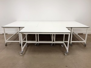 Image of Job Lot of 6 x White Trespa Laboratory Workbenches