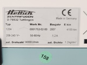 Thumbnail image of Hettich Mikro 1204 Benchtop Centrifuge 14000RPM Lab