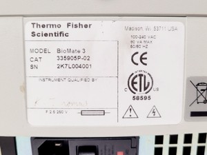 Thumbnail image of Thermo Scientific BioMate 3 UV/Vis Spectrometer Lab