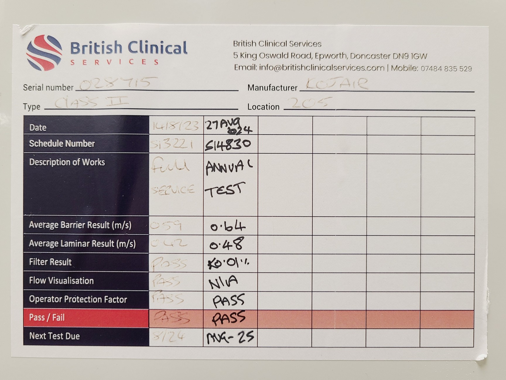 Image of Kojair SL-170 DEF Blue Series Class II Biological Safety Cabinet Lab