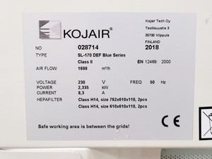 Thumbnail image of Kojair SL-170 DEF Blue Series Class II Biological Safety Cabinet Lab
