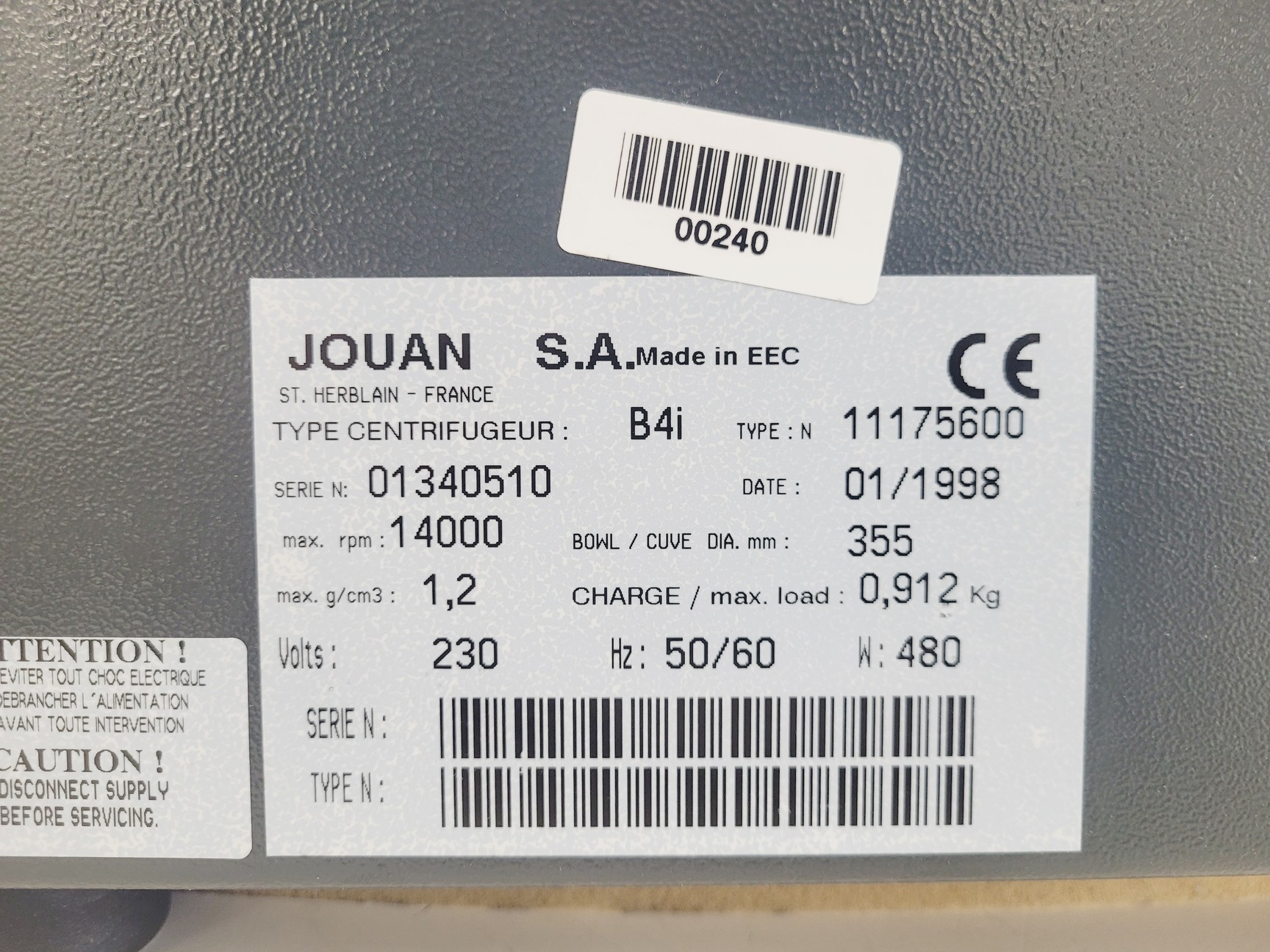 Image of Jouan B4i Benchtop Centrifuge w/ S40 Rotor 4300RPM Lab